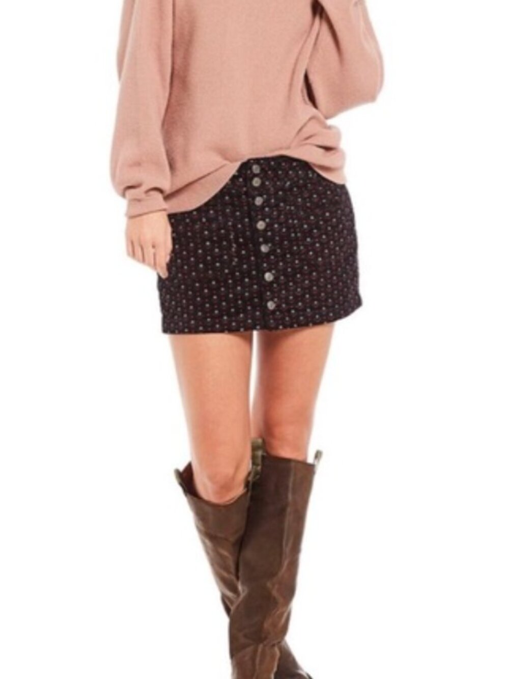 Free People Joanie Pattern Corduroy Mini Skirt, Sz 29, NWT